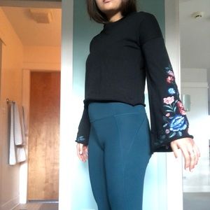 Planet Gold Embroidered Flare Sleeve Sweater